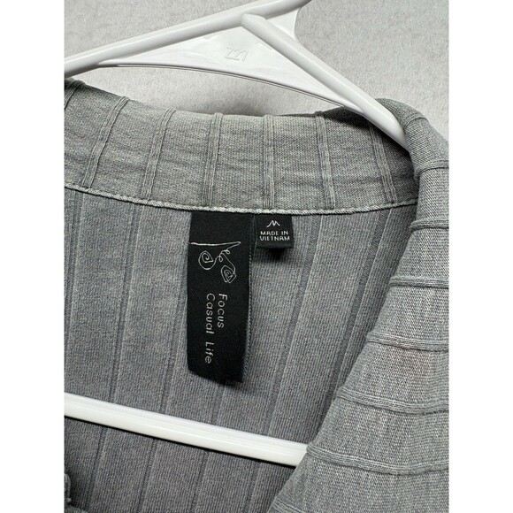 Focus Casual Life Womens Jacket Size M Gray Boho Ribbed Painted Button Lagenlook - Picture 2 of 7